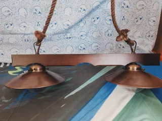 Lámpara colgante madera y metal