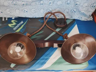 Lámpara colgante madera y metal