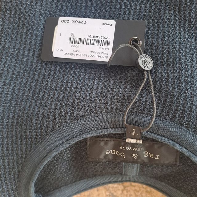 Maglione rag & bone 100% lana Merino blu XL