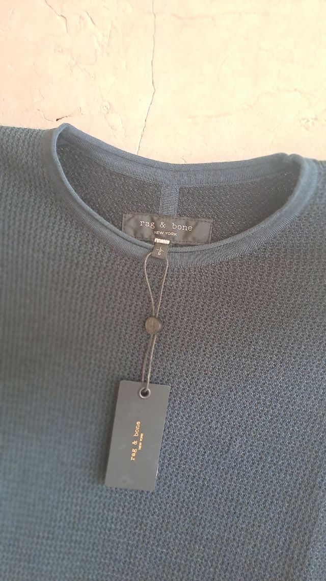 Maglione rag & bone 100% lana Merino blu XL