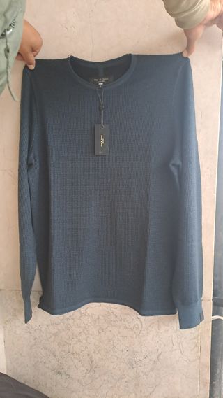 Maglione rag & bone 100% lana Merino blu XL