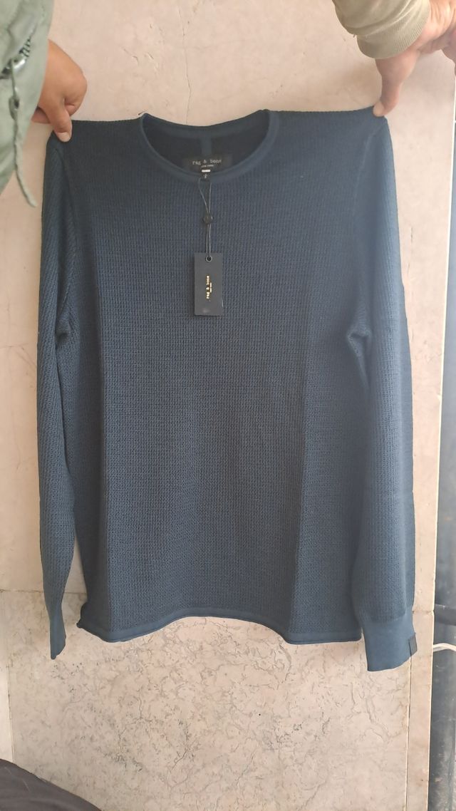 Maglione rag & bone 100% lana Merino blu XL