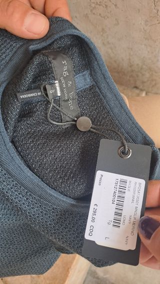 Maglione rag & bone 100% lana Merino blu XL