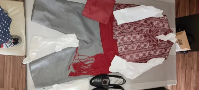 Traje Fallero Hombre Talla 42-44 Gris/Rojo