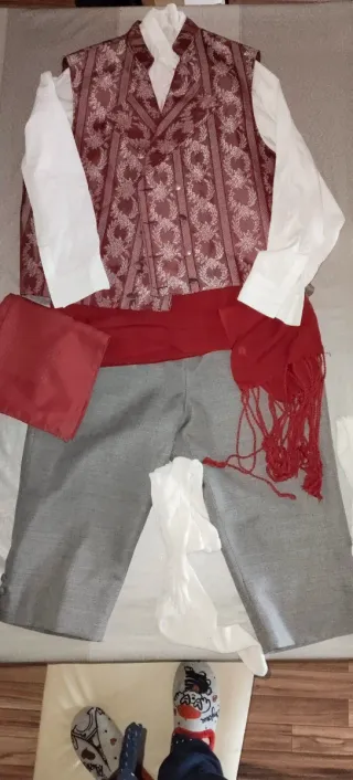 Traje Fallero Hombre Talla 42-44 Gris/Rojo