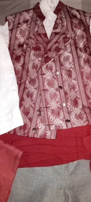 Traje Fallero Hombre Talla 42-44 Gris/Rojo