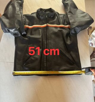 Giacca Moto Pelle Nera Arancione