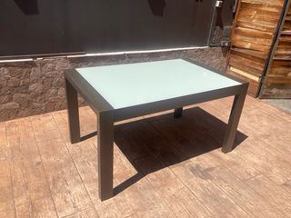 Mesa comedor extensible cristal y metal