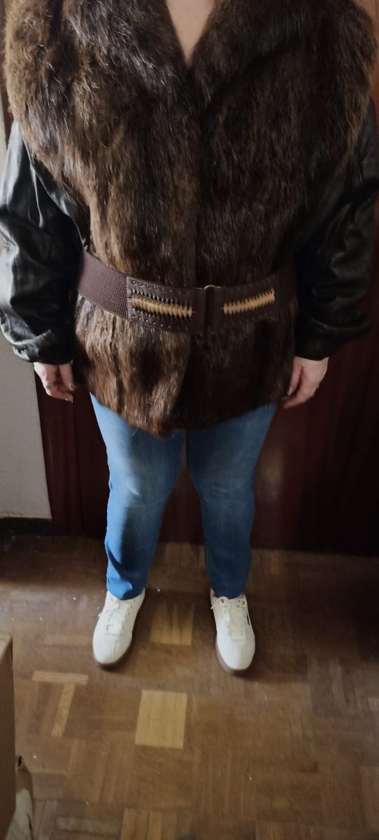 Chaquetón Piel y Cuero Marrón/Negro Talla L-XL