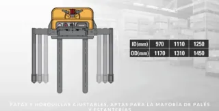 Apilador Eléctrico Patas anchas Ajustables