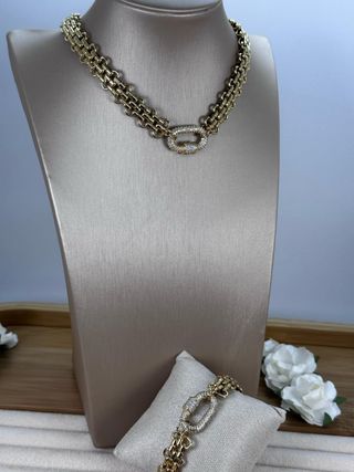 Collar y Pulsera Oro con Circonitas