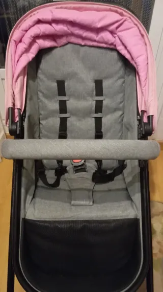Silla de paseo rosa y gris