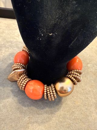 Pulsera Zara Naranja y Dorada