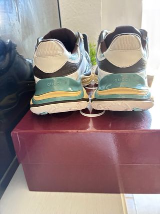 Tenis Gucci Marrón y Turquesa