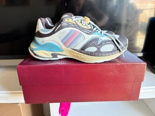 Tenis Gucci Marrón y Turquesa