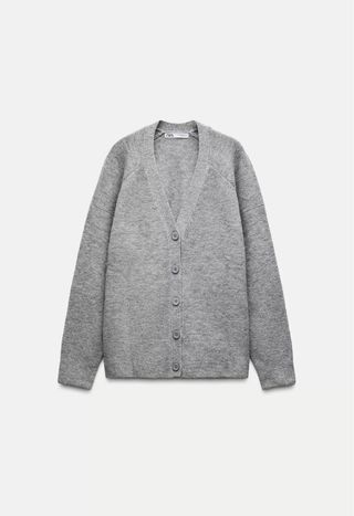 Chaqueta Punto Zara Gris Talla Única