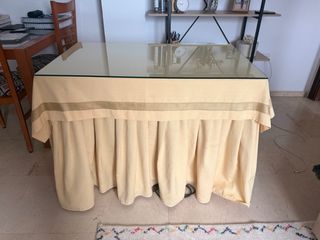 Mesa camilla cristal y madera