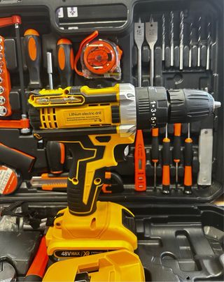Set Herramientas y Taladro Inalámbrico 48V