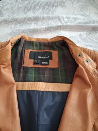 Cazadora Piel Mango Suit Marrón Talla M