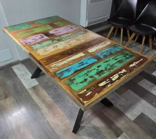 Mesa Rústica Maderas Recicladas