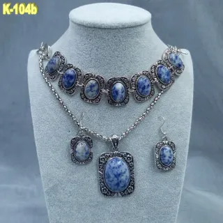 Conjunto Vintage Bisutería Pedrería Azul