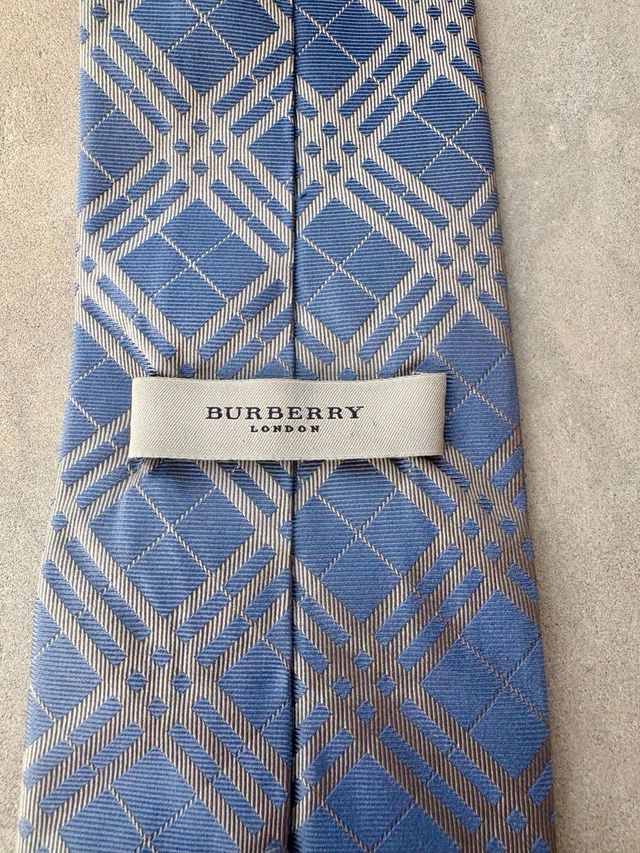 Corbata Burberry London Seda Azul Beige