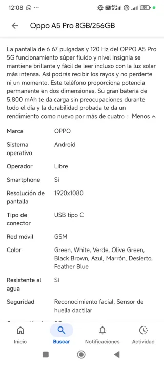 Oppo A5 Pro 5G Negro/Gris