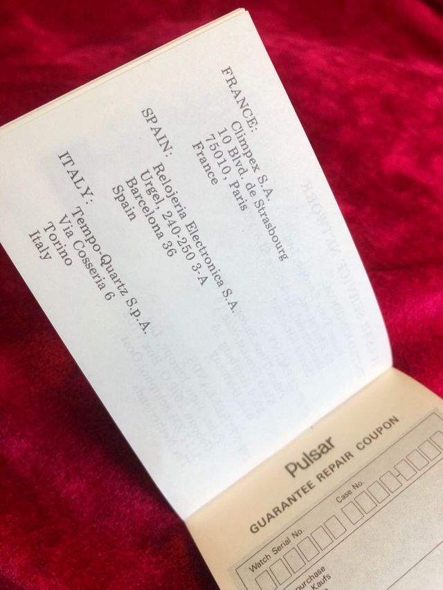 pulsar garanzia orologio vintage