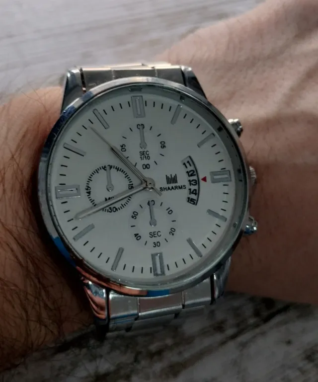 Reloj Cronógrafo Plata y Blanco