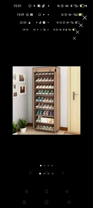 Armadio portascarpe in tessuto beige