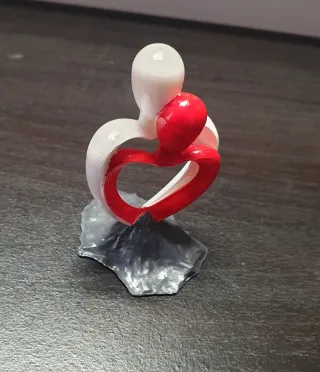 Statuina Resina Cuore Rosso Bianco