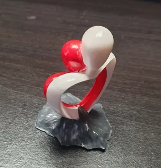 Statuina Resina Cuore Rosso Bianco