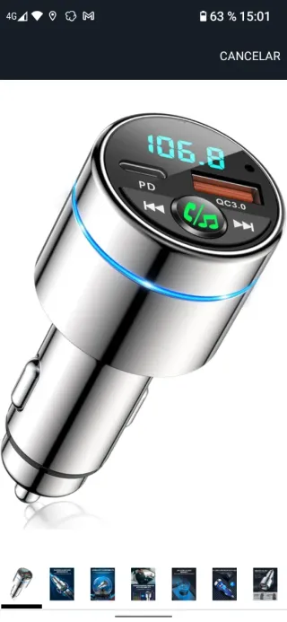 Transmisor FM Bluetooth5.3Coche Mechero metal 30W
