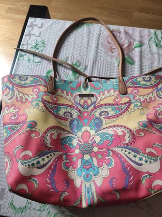 Bolso Desigual Reversible Marrón y Multicolor