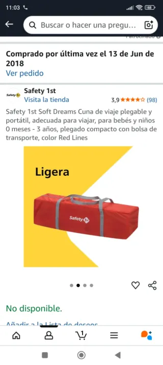 Cuna de viaje Safety 1st plegable