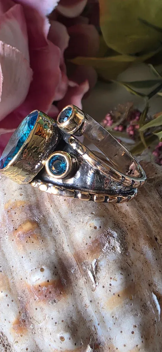 Anillo Sultán Azul Plata