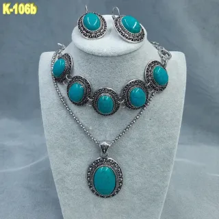 Conjunto Bisutería Vintage Turquesa y Plata