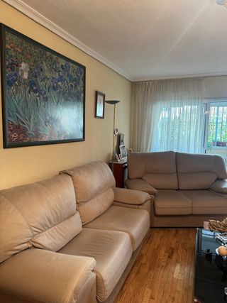2 Sofás de tela de Microseude Beige (3 y 2 Plazas)