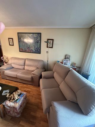 2 Sofás de tela de Microseude Beige (3 y 2 Plazas)