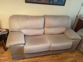 2 Sofás de tela de Microseude Beige (3 y 2 Plazas)