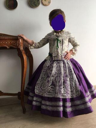 Traje de Fallera Beige y Morado NIÑA.