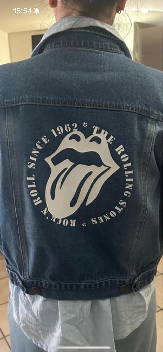Giubbotto Jeans Rolling Stones Stampa Logo