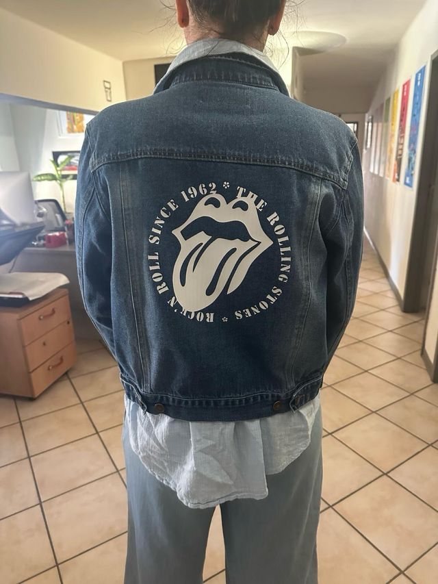 Giubbotto Jeans Rolling Stones Stampa Logo