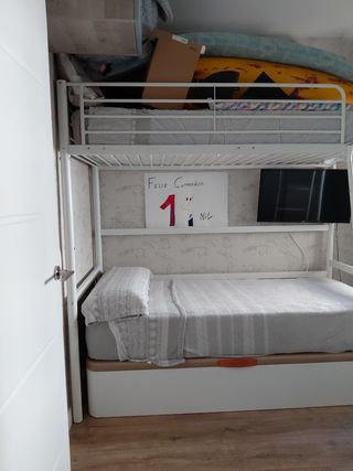 Cama alta metálica blanca de habitat & jardin