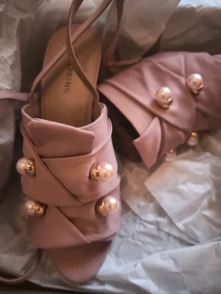 Sandalias fiesta perlas rosa