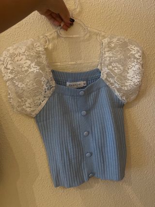 Blusa Fashion Paris manga encaje