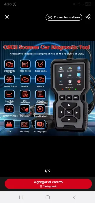 Escáner OBD2 para Vehículos,diagnóstico y borrado.