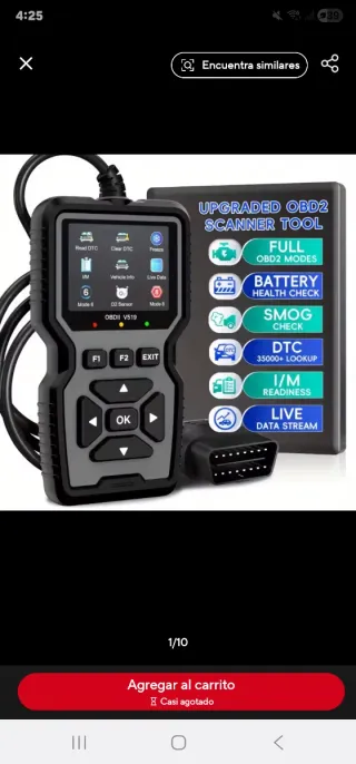Escáner OBD2 para Vehículos,diagnóstico y borrado.