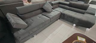 Sofá Rinconera Gris Tela