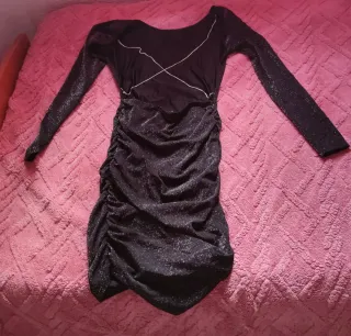 Vestido fiesta negro plateado